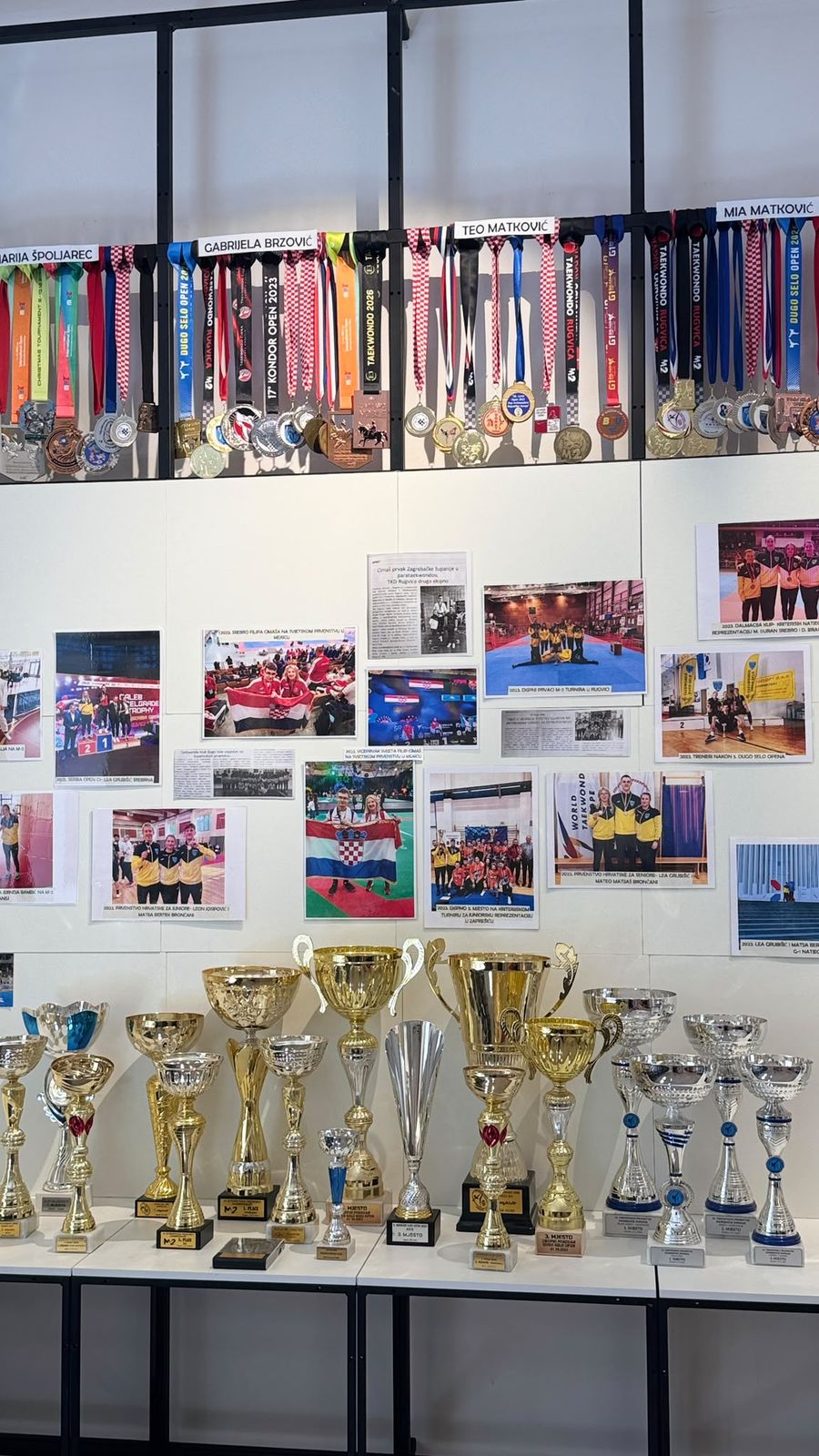 Zid medalja i pehara osvojenih kroz 20 godina